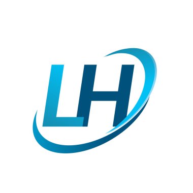 İlk harf LH logotype şirketi adı mavi swoosh tasarım konsepti. iş ve şirket kimliği için vektör logosu.
