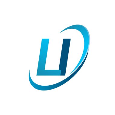 İlk harf LI logotype şirket adı mavi swoosh tasarım konsepti. iş ve şirket kimliği için vektör logosu.