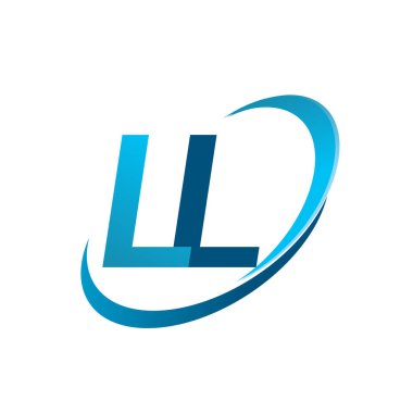 İlk harf LL logotype şirketi adı Blue Swoosh tasarım konsepti. iş ve şirket kimliği için vektör logosu.
