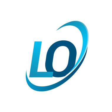 İlk harf LO logotype şirket adı mavi swoosh tasarım konsepti. iş ve şirket kimliği için vektör logosu.