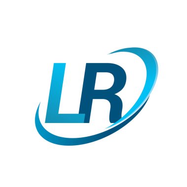İlk harf LR logotype şirketi adı mavi swoosh tasarım konsepti. iş ve şirket kimliği için vektör logosu.