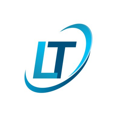 İlk harf LT logotype şirketi adı mavi swoosh tasarım konsepti. iş ve şirket kimliği için vektör logosu.