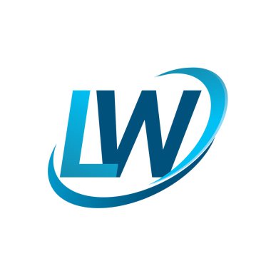 İlk harf LW logotype şirketi adı mavi swoosh tasarım konsepti. iş ve şirket kimliği için vektör logosu.