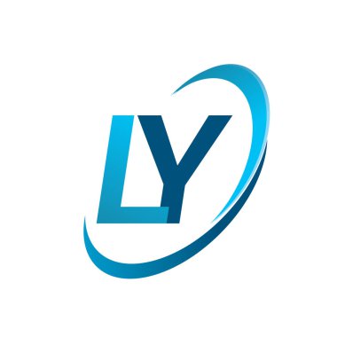 İlk harf LY logotype şirketinin adı Blue Swoosh tasarım konsepti. iş ve şirket kimliği için vektör logosu.