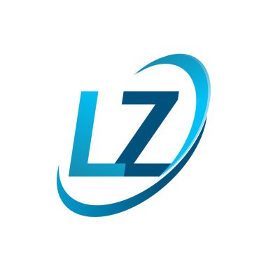 İlk harf LZ logotype şirketi adı mavi swoosh tasarım konsepti. iş ve şirket kimliği için vektör logosu.