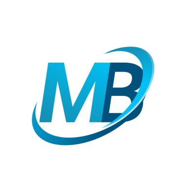 İlk harf MB logotype şirketi adı mavi swoosh tasarım konsepti. iş ve şirket kimliği için vektör logosu.