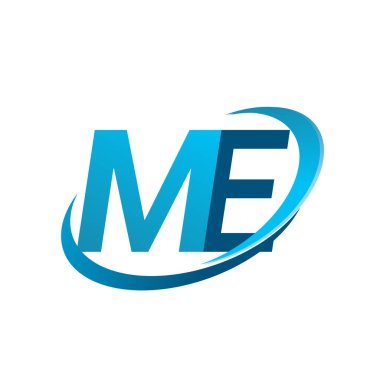 İlk harf ME logotype şirketinin adı Blue Swoosh tasarım konsepti. iş ve şirket kimliği için vektör logosu.