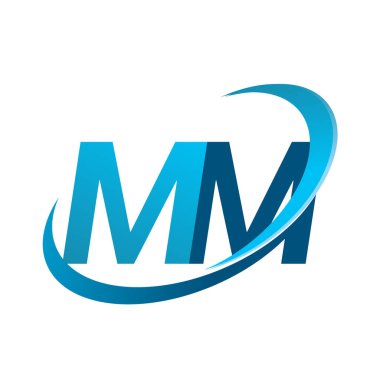 İlk harf MM logotype şirket adı mavi swoosh tasarım konsepti. iş ve şirket kimliği için vektör logosu.