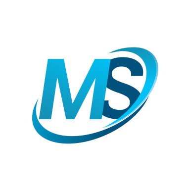 İlk harf MS logotype şirketinin adı Blue Swoosh tasarım konsepti. iş ve şirket kimliği için vektör logosu.