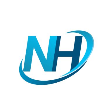 İlk harf NH logotype şirketi adı mavi swoosh tasarım konsepti. iş ve şirket kimliği için vektör logosu.