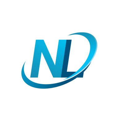 İlk harf NL logotype şirket adı mavi swoosh tasarım konsepti. iş ve şirket kimliği için vektör logosu.
