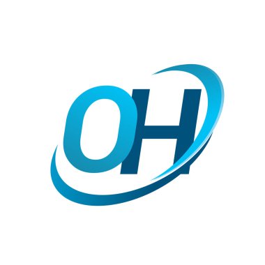 İlk harf OH logotype şirketi adı Blue Swoosh tasarım konsepti. iş ve şirket kimliği için vektör logosu.