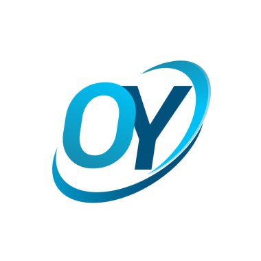 İlk harf OY logotype şirketi adı mavi swoosh tasarım konsepti. iş ve şirket kimliği için vektör logosu.