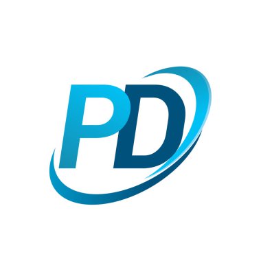 İlk harf PD logotype şirketi adı Blue Swoosh tasarım konsepti. iş ve şirket kimliği için vektör logosu.