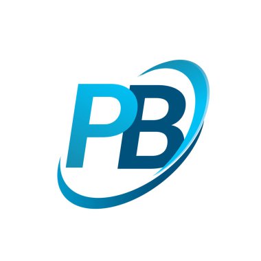İlk harf PB logotype şirket adı mavi swoosh tasarım konsepti. iş ve şirket kimliği için vektör logosu.