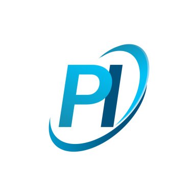 İlk harf PI logotype şirket adı mavi swoosh tasarım konsepti. iş ve şirket kimliği için vektör logosu.