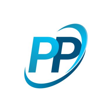 İlk harf PP logotype şirketinin adı Blue Swoosh tasarım konsepti. iş ve şirket kimliği için vektör logosu.