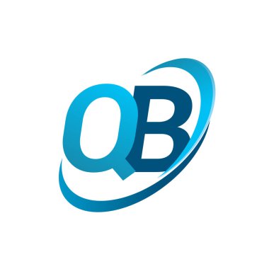 İlk harf QB logotype şirketi adı mavi swoosh tasarım konsepti. iş ve şirket kimliği için vektör logosu.