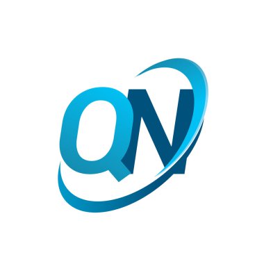 İlk harf QN logotype şirket adı mavi swoosh tasarım konsepti. iş ve şirket kimliği için vektör logosu.