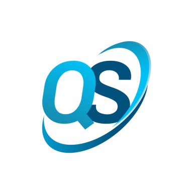 İlk harf QS logotype şirketi adı mavi swoosh tasarım konsepti. iş ve şirket kimliği için vektör logosu.