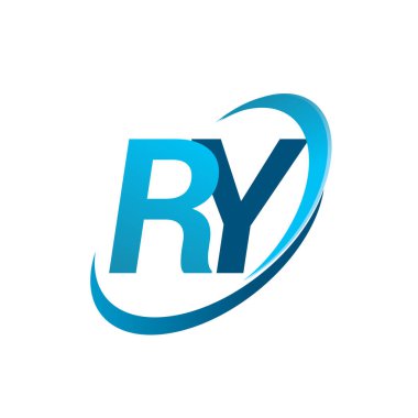 İlk harf RY logotype şirketi adı Blue Swoosh tasarım konsepti. iş ve şirket kimliği için vektör logosu.