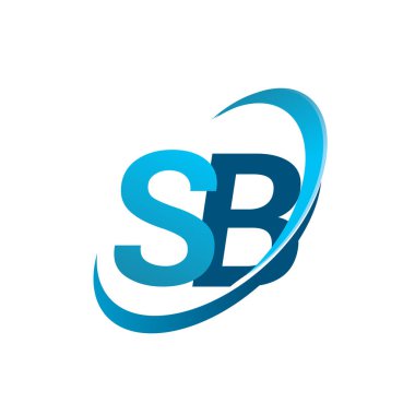 İlk harf SB logotype şirket adı mavi swoosh tasarım konsepti. iş ve şirket kimliği için vektör logosu.