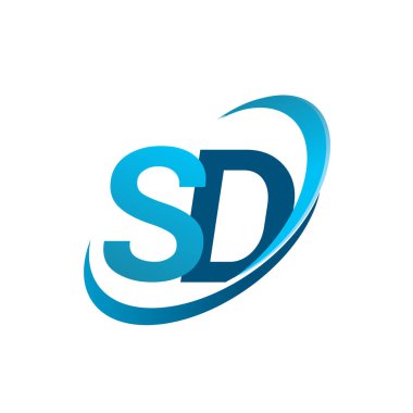 İlk harf SD logotype şirketinin adı Blue Swoosh tasarım konsepti. iş ve şirket kimliği için vektör logosu.