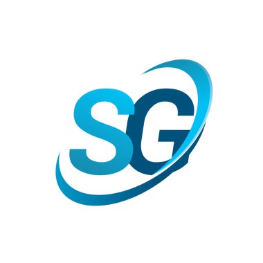 İlk harf SG logotype şirket adı mavi swoosh tasarım konsepti. iş ve şirket kimliği için vektör logosu.