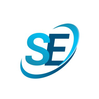 İlk harf SE logotype şirketinin adı Blue Swoosh tasarım konsepti. iş ve şirket kimliği için vektör logosu.
