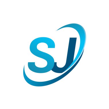 İlk harf SJ logotype şirket adı mavi swoosh tasarım konsepti. iş ve şirket kimliği için vektör logosu.