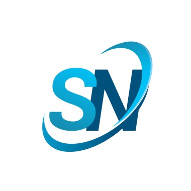 İlk harf SN logotype şirket adı mavi swoosh tasarım konsepti. iş ve şirket kimliği için vektör logosu.