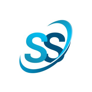 İlk harf SS logotype şirketinin adı Blue Swoosh tasarım konsepti. iş ve şirket kimliği için vektör logosu.