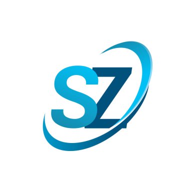 İlk harf SZ logotype şirket adı mavi swoosh tasarım konsepti. iş ve şirket kimliği için vektör logosu.