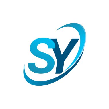 İlk harf SY logotype şirket adı mavi swoosh tasarım konsepti. iş ve şirket kimliği için vektör logosu.