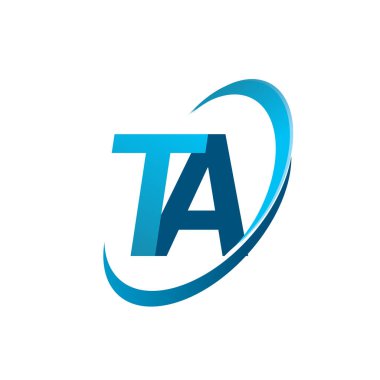 İlk harf TA logotype şirketinin adı Blue Swoosh tasarım konsepti. iş ve şirket kimliği için vektör logosu.
