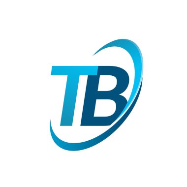 İlk harf TB logotype şirketi adı mavi swoosh tasarım konsepti. iş ve şirket kimliği için vektör logosu.