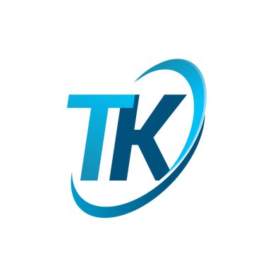 İlk harf TK logotype şirketinin adı Blue Swoosh tasarım konsepti. iş ve şirket kimliği için vektör logosu.