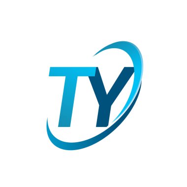İlk harf TY logotype şirketi adı Blue Swoosh tasarım konsepti. iş ve şirket kimliği için vektör logosu.