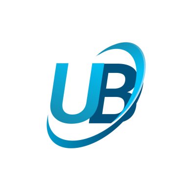 İlk harf UB logotype şirketi adı mavi swoosh tasarım konsepti. iş ve şirket kimliği için vektör logosu.