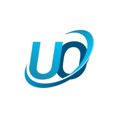 İlk harf UO logotype şirketinin adı Blue Swoosh tasarım konsepti. iş ve şirket kimliği için vektör logosu.