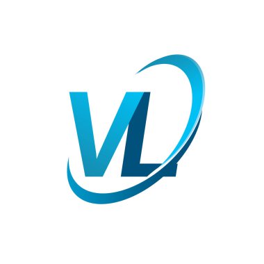 İlk harf VL logotype şirket adı mavi swoosh tasarım konsepti. iş ve şirket kimliği için vektör logosu.