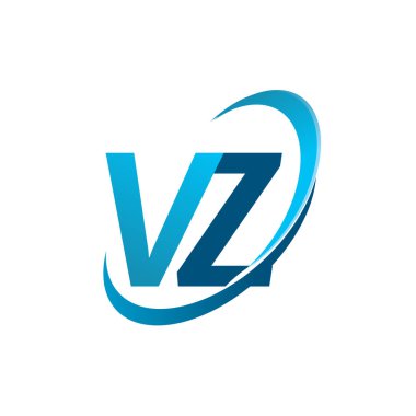 İlk harf VZ logotype şirket adı mavi swoosh tasarım konsepti. iş ve şirket kimliği için vektör logosu.