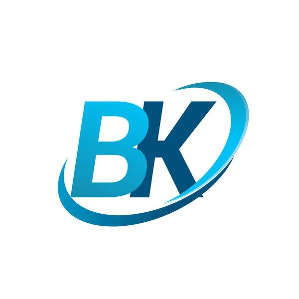 頭文字Bkロゴタイプ社名はブルースウッシュのデザインコンセプトカラー ビジネスと会社のアイデンティティのためのベクトルロゴ — ストックベクタ