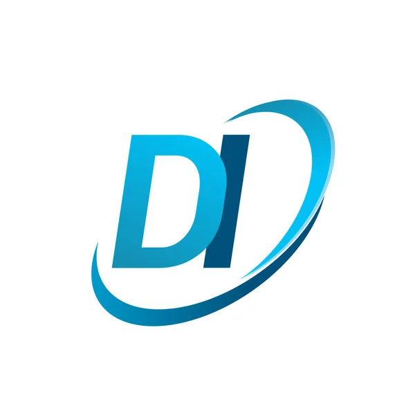 頭文字のDiロゴタイプ社名は ブルー スウッシュ デザイン ビジネスと会社のアイデンティティのためのベクトルロゴ — ストックベクタ