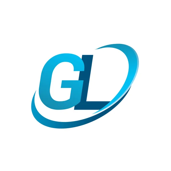 最初的字母Gl标识公司名称彩色蓝色Swoosh设计概念 企业和公司标识的矢量标识 — 图库矢量图片