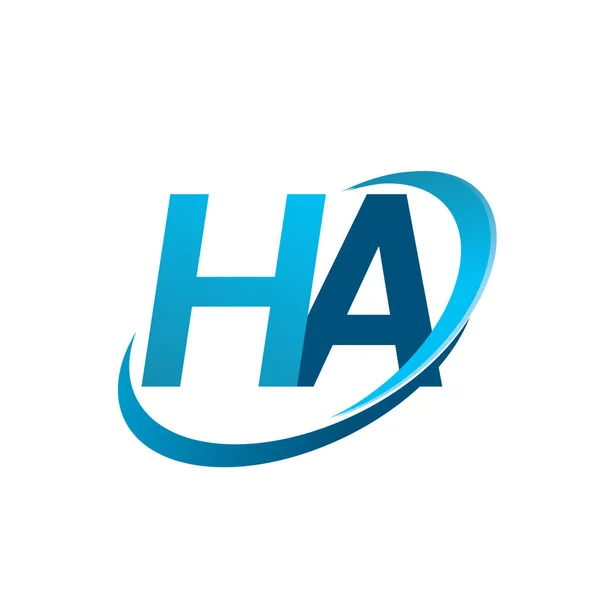 Harf Logotype Şirketinin Adı Blue Swoosh Tasarım Konsepti Şirket Kimliği — Stok Vektör