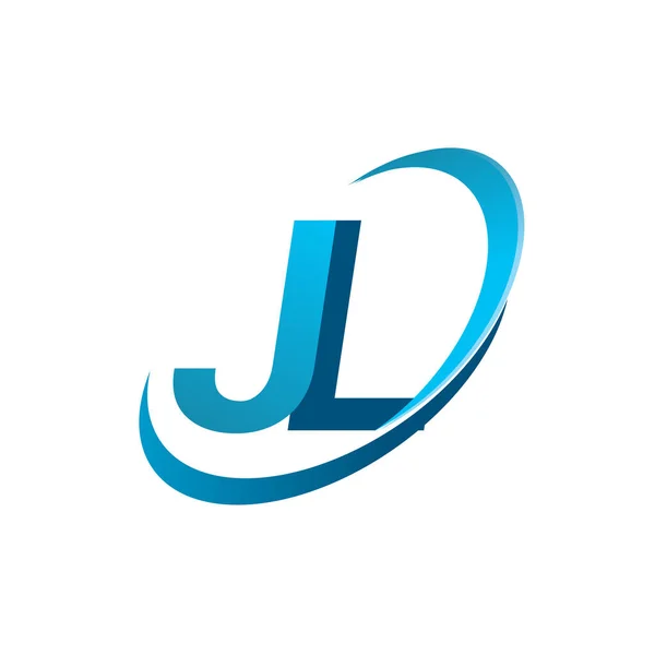 最初的字母Jl标志公司的名称彩色蓝色Swoosh设计概念 企业和公司标识的矢量标识 — 图库矢量图片