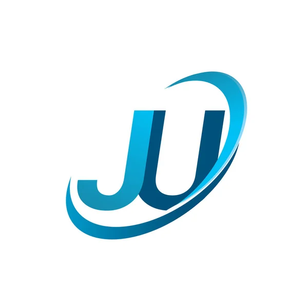 Lettre Initiale Logo Nom Entreprise Couleur Bleu Swoosh Concept Conception — Image vectorielle