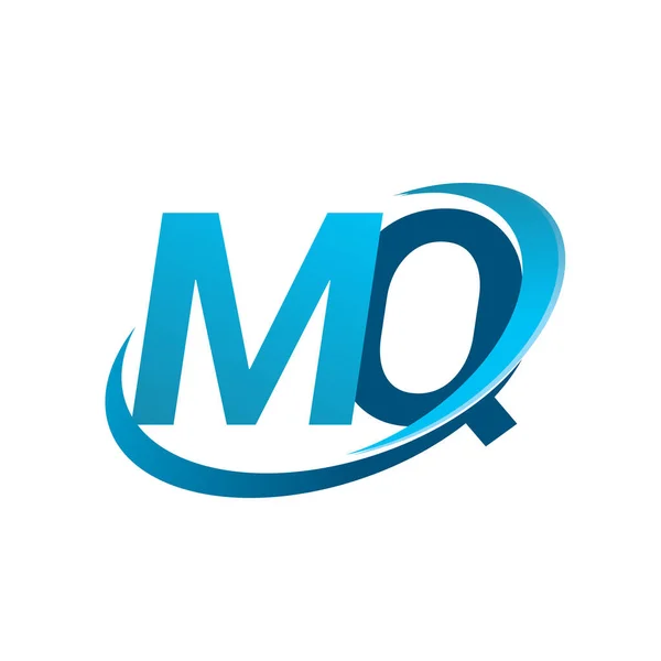 最初的字母Mq标志公司的名称彩色蓝色Swoosh设计概念 企业和公司标识的矢量标识 — 图库矢量图片