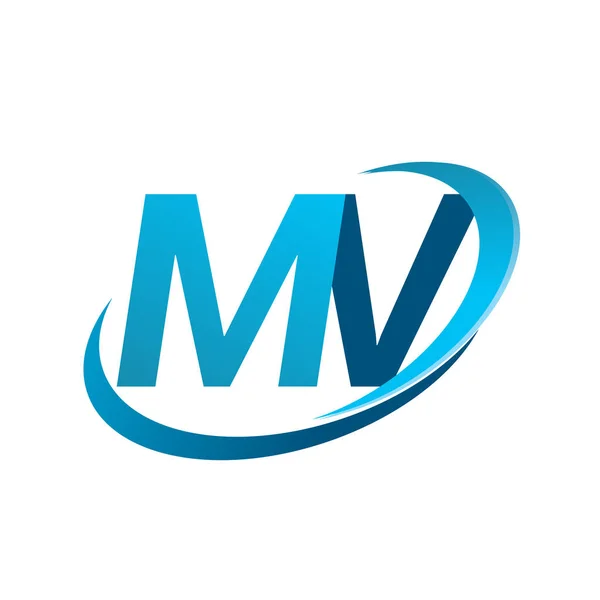 Carta Inicial Logotipo Empresa Nome Colorido Azul Swoosh Conceito Design —  Vetores de Stock